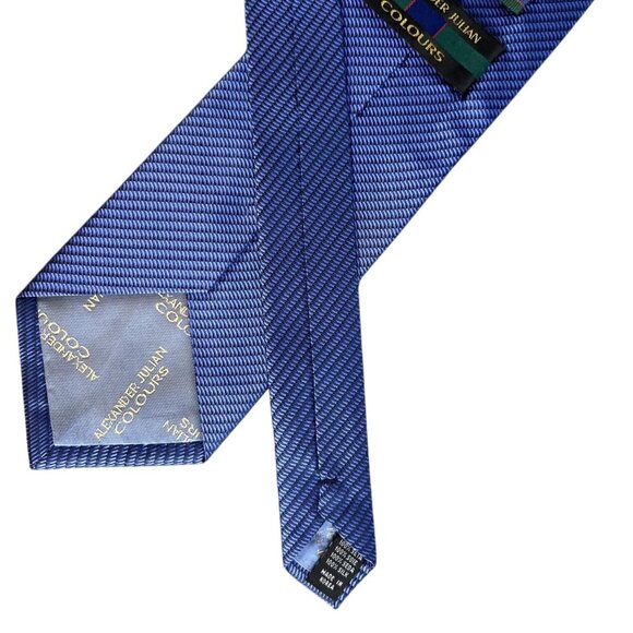 Alexander Julian Colours Mens Repp Tie Blue Textured Woven Silk Necktie Classic - Picture 9 of 11